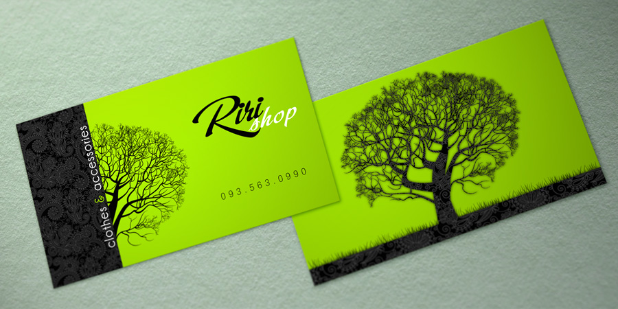 Danh thiếp xanh - Riki Shop - Green business card